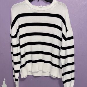 Time and Tru Black and White Striped Sweater